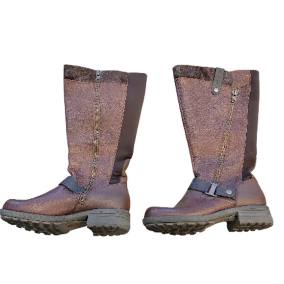 Earth Origins by Earth Portia Wide Shaft Dark Brown Distressed Leather High Boot - Picture 1 of 15